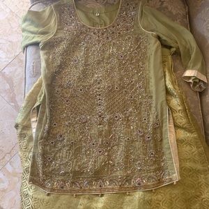 Green and Gold sharara suit.